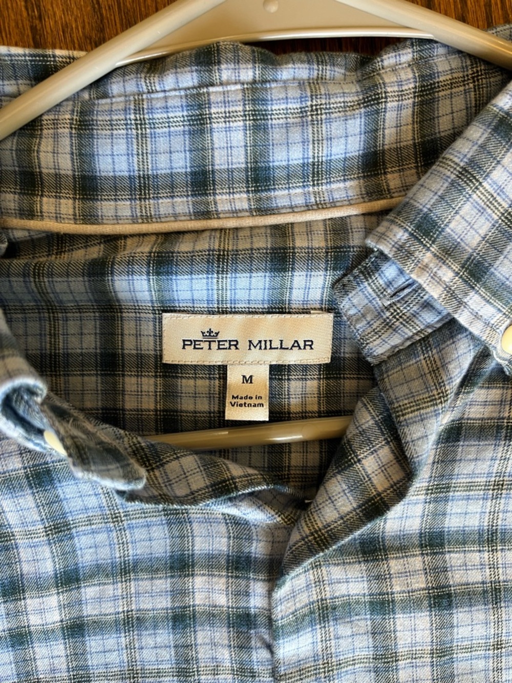 Peter Millar Blue and Green Plaid Casual Button-Down Shirt